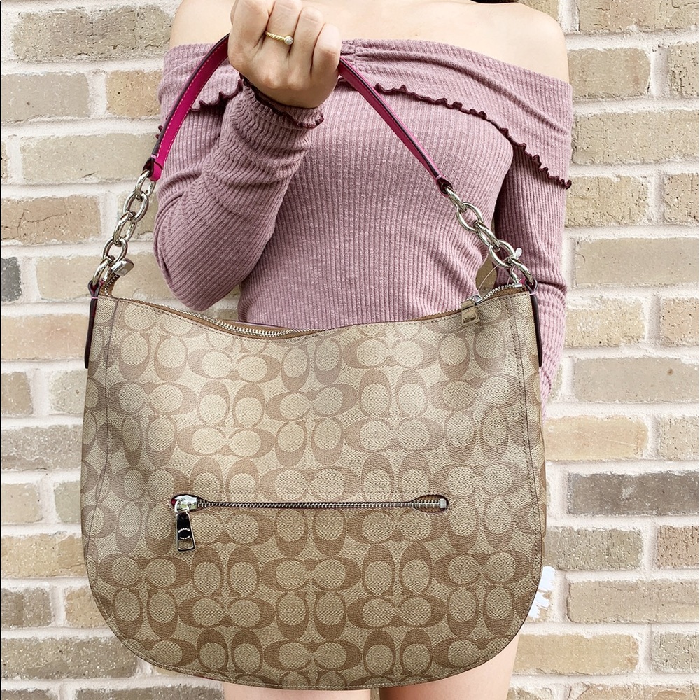 Gaby’sBags👜💕-NWT Coach Crossbody Pink/Khaki - Picture 2 of 8